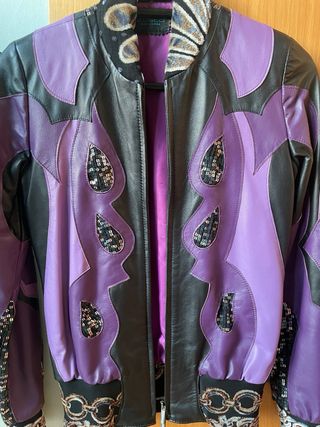 Chaqueta Custo Cuero Mariposa Morado Negro