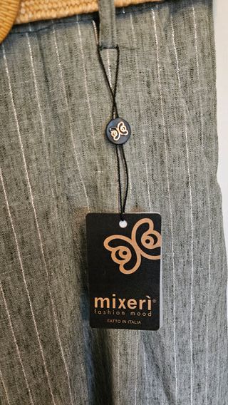 Pantaloni Mixerì a gamba larga gessato lurex