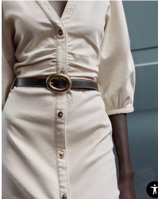 Vestido Midi Zara Beige