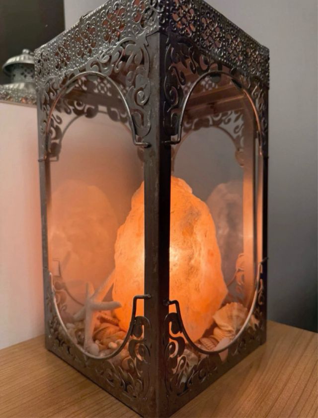 Farol decorativo metal y cristal. 