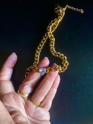 Collana con centrale cuore color acquamarina