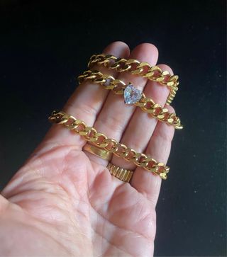 Collana con centrale cuore color acquamarina