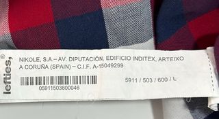 Camisa Lefties cuadros azul y rojo Talla L