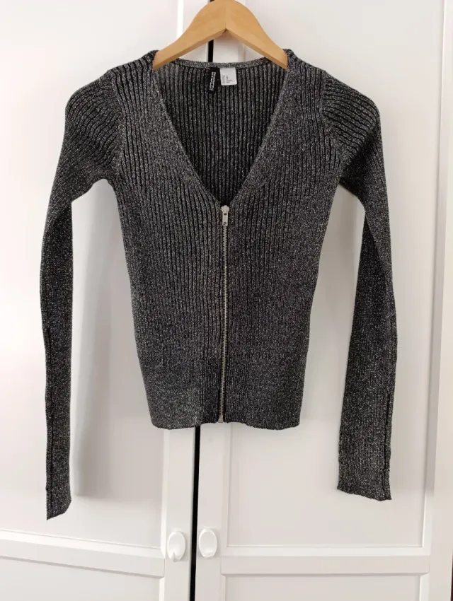 Camiseta H&M Metalizada Cremallera XS