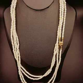 Collana perle lunghe 1,20m chiusura oro
