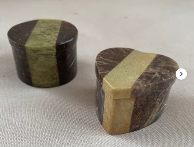 2 scatole vintage in marmo dall'India 1970