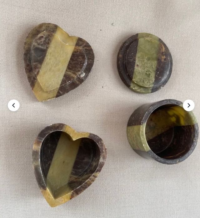 2 scatole vintage in marmo dall'India 1970