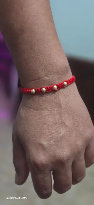 Pulsera Balines Oro 18k Roja