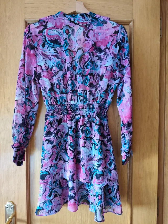 Vestido Zara estampado floral rosa XS