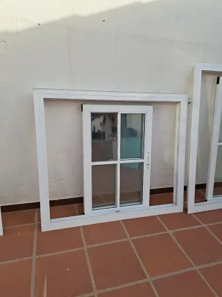 Ventana corredera aluminio blanco. 1.40 x 1.20