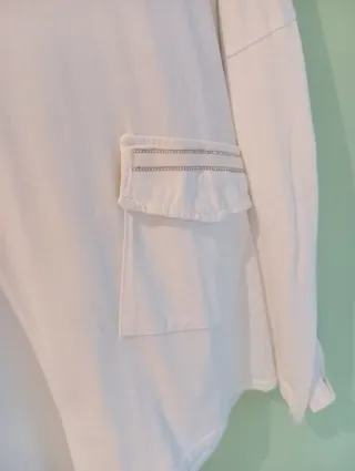 Camiseta larga capucha blanca mujer