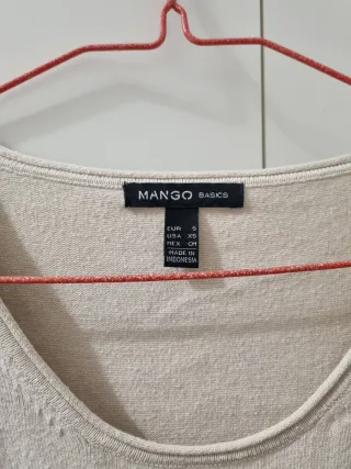Vestido Mango punto bicolor beige y negro