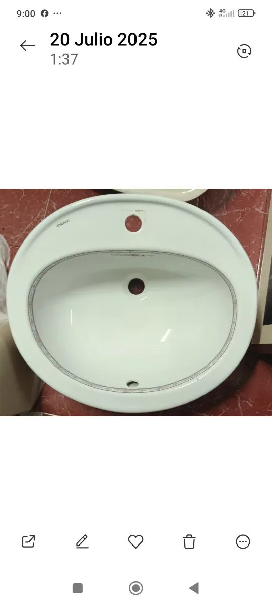 Lavabo porcelana con cenefa flores