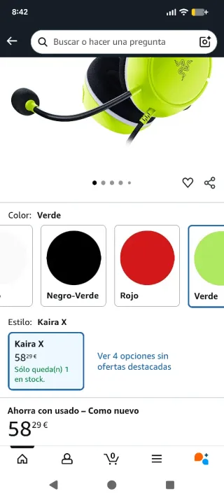 Auriculares Razer Kaira X con Micrófono Verde Lima