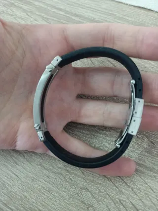 Pulsera Lotus Acero Negro y Plateado nueva 