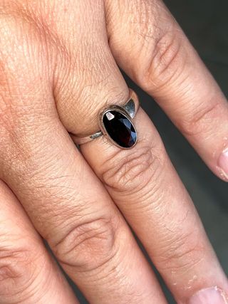 Anillo Plata 925 con Granate Ajustable