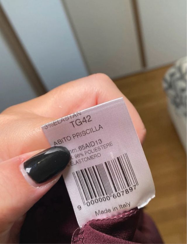 Abito corto a fascia nero e bordeaux