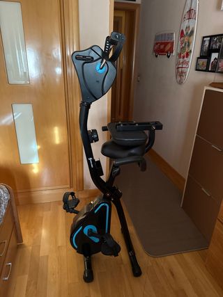 Bicicleta Estática Plegable Negra y Azul