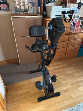 Bicicleta Estática Plegable Negra y Azul