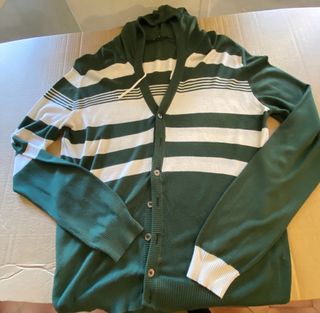 Cardigan Mas_q verde y blanco