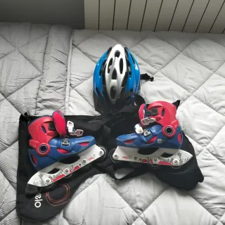 Patines infantiles con casco y protecciones