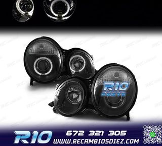 FAROS OJOS ANGEL LUPA MERCEDES CLASE E W210 99-02 FONDO NEGR