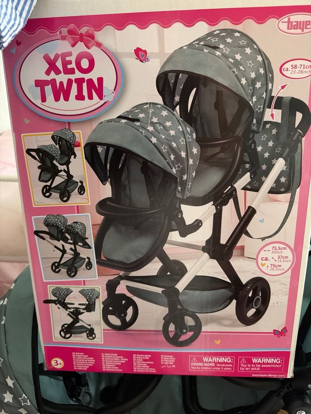 Carro gemelar para muñecas