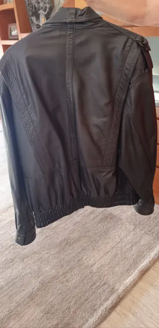 Chaqueta de Piel Negra Hombre