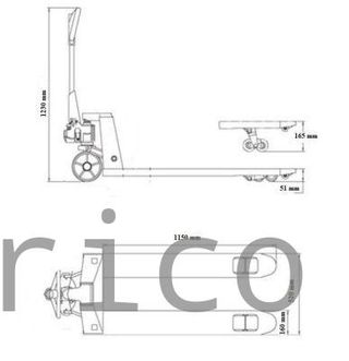 Transpaleta Hidráulica Extraplana 55 mm - 1500 Kg - 1150x520 mm