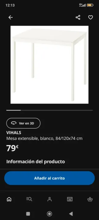 Mesa extensible VIHALS Ikea Blanca