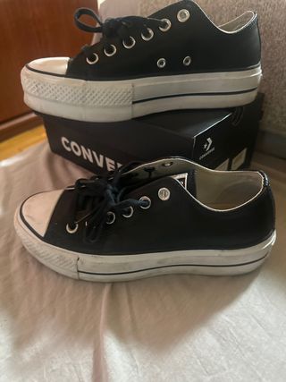 Converse Piel Negras Plataforma