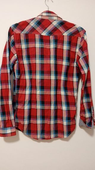 Camisa Zara Young cuadros rojo y azul Talla M