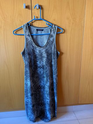 Vestido Custo sin mangas plateado
