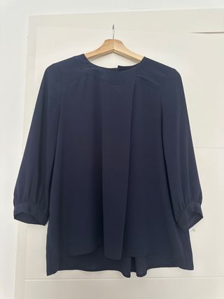 Camisa azul poliéster manga francesa