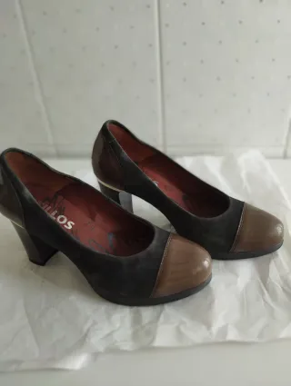 Zapatos salón grises estilo Chanel. Talla 36