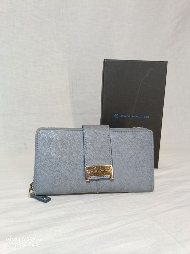 Portafogli Piquadro donna pelle grigio oro