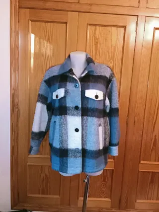 Chaqueta Zara cuadros azul y gris