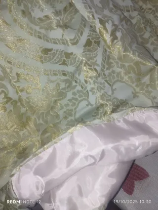 Falda Fallera Verde pistacho con dorado y plata