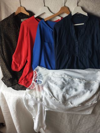 Lote 5 camisas blusas Inditex mujer talla M