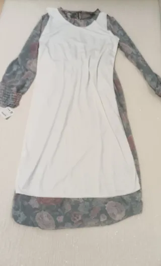 Vestido Midi Flores Manga Larga Talla M