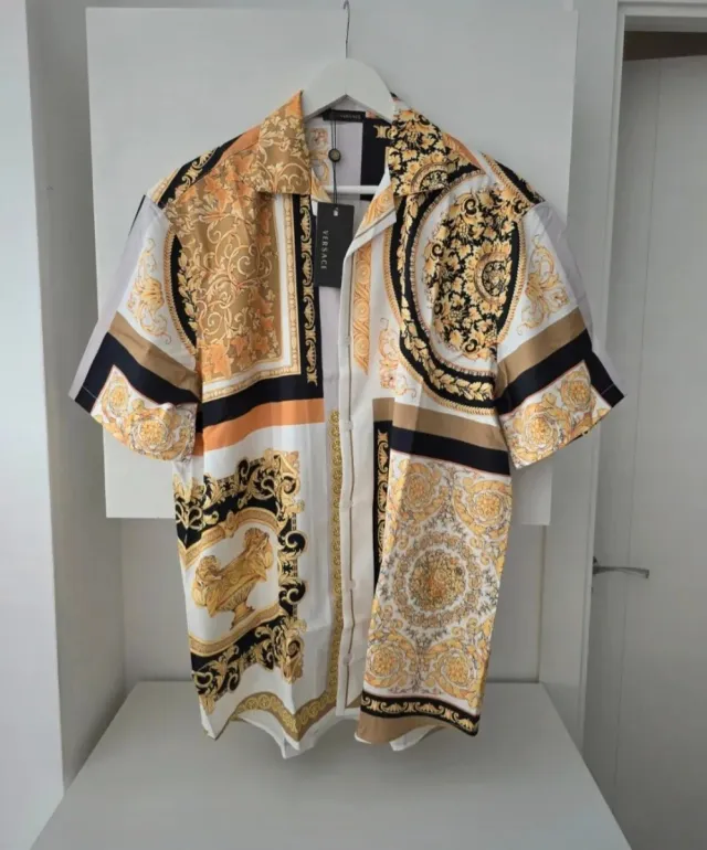 Camisa Versace Estampada Dorada y Blanca