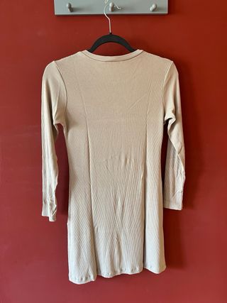Vestido beige de canalé Armonias