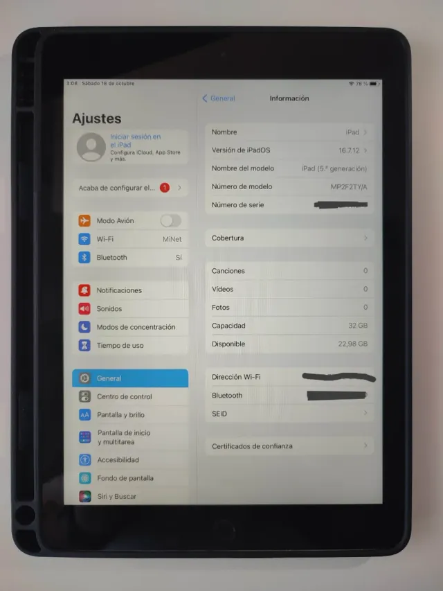 iPad 5ª Gen 32GB Space Gray