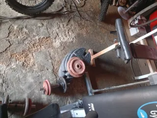 Banco de pesas y discos