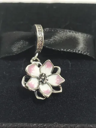 Charm Pandora Flor Plata 925 Esmalte Rosa