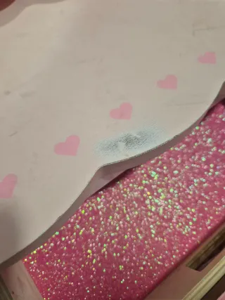 Tavolo da toeletta per bambini rosa e bianco