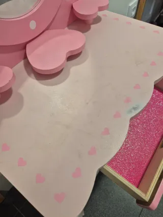 Tavolo da toeletta per bambini rosa e bianco
