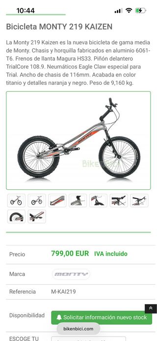 Bicicleta Trial Monty 219 kayzen 