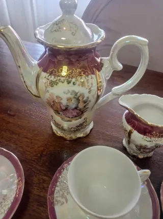 Juego de café antiguo porcelana pintada