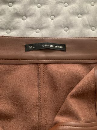 Falda midi Sfera piel sintética marrón T. L